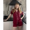 Ekouaer Womens Pajamas Set Soft Classic Notch Collar Bride Pjs Comfy Short Sleeve Sleepwear Loungewear(Wine Red)