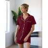 Ekouaer Womens Pajamas Set Soft Classic Notch Collar Bride Pjs Comfy Short Sleeve Sleepwear Loungewear(Wine Red)