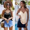 Ekouaer Womens Satin Cami Tops 2 Pack V Neck Silk Camisole Tank Top Spaghetti Strap Racerback Camis Blouse Shirt(Black/Champagne)