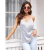 Ekouaer Womens Satin Cami Tops 2 Pack V Neck Silk Camisole Tank Top Spaghetti Strap Racerback Camis Blouse Shirt(Black/Grey)