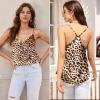 Ekouaer Womens Satin Cami Tops 2 Pack V Neck Silk Camisole Tank Top Spaghetti Strap Racerback Camis Blouse Shirt(Black/Leopard Print)