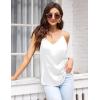 Ekouaer Womens Satin Cami Tops 2 Pack V Neck Silk Camisole Tank Top Spaghetti Strap Racerback Camis Blouse Shirt(Black/White)