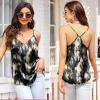 Ekouaer Womens Satin Cami Tops 2 Pack V Neck Silk Camisole Tank Top Spaghetti Strap Racerback Camis Blouse Shirt(Brown/Artistic Blue)