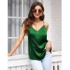 Ekouaer Womens Satin Cami Tops 2 Pack V Neck Silk Camisole Tank Top Spaghetti Strap Racerback Camis Blouse Shirt(Champagne /Light Green)