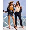 Ekouaer Womens Satin Cami Tops 2 Pack V Neck Silk Camisole Tank Top Spaghetti Strap Racerback Camis Blouse Shirt(Champagne/Khaki)