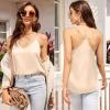 Ekouaer Womens Satin Cami Tops 2 Pack V Neck Silk Camisole Tank Top Spaghetti Strap Racerback Camis Blouse Shirt(Champagne/Khaki)
