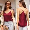 Ekouaer Womens Satin Cami Tops 2 Pack V Neck Silk Camisole Tank Top Spaghetti Strap Racerback Camis Blouse Shirt(Champagne/Wine Red)