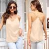 Ekouaer Womens Satin Cami Tops 2 Pack V Neck Silk Camisole Tank Top Spaghetti Strap Racerback Camis Blouse Shirt(Champagne/Wine Red)