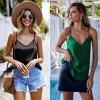Ekouaer Womens Satin Cami Tops 2 Pack V Neck Silk Camisole Tank Top Spaghetti Strap Racerback Camis Blouse Shirt(Dark Green/Black)