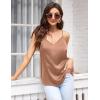 Ekouaer Womens Satin Cami Tops 2 Pack V Neck Silk Camisole Tank Top Spaghetti Strap Racerback Camis Blouse Shirt(Khaki/White)