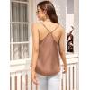 Ekouaer Womens Satin Cami Tops 2 Pack V Neck Silk Camisole Tank Top Spaghetti Strap Racerback Camis Blouse Shirt(Khaki/White)