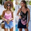 Ekouaer Womens Satin Cami Tops 2 Pack V Neck Silk Camisole Tank Top Spaghetti Strap Racerback Camis Blouse Shirt(Pink Bow/Pink Floral Black)