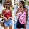 Ekouaer Womens Satin Cami Tops 2 Pack V Neck Silk Camisole Tank Top Spaghetti Strap Racerback Camis Blouse Shirt(Pink Heart Kiss Lip/Red Heart)