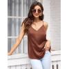 Ekouaer Womens Satin Cami Tops 2 Pack V Neck Silk Camisole Tank Top Spaghetti Strap Racerback Camis Blouse Shirt(White/Coffee)