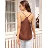 Ekouaer Womens Satin Cami Tops 2 Pack V Neck Silk Camisole Tank Top Spaghetti Strap Racerback Camis Blouse Shirt(White/Coffee)
