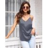 Ekouaer Womens Satin Cami Tops 2 Pack V Neck Silk Camisole Tank Top Spaghetti Strap Racerback Camis Blouse Shirt(White/Grey)