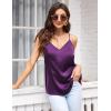 Ekouaer Womens Satin Cami Tops 2 Pack V Neck Silk Camisole Tank Top Spaghetti Strap Racerback Camis Blouse Shirt(White/Purple)