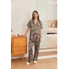 Ekouaer Womens Silk Pajama Sets Silky Short Sleeve Pjs 2 Piece Silk Button Down Pajamas Soft Satin Pj Pants Set(Leopard)
