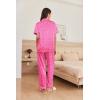 Ekouaer Womens Silk Pajama Sets Silky Short Sleeve Pjs 2 Piece Silk Button Down Pajamas Soft Satin Pj Pants Set(Rose Leopard)