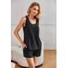 Ekouaer Womens Sleeveless Pajamas Set Cotton Pj Sets Tank Top and Shorts Sleepwear Summer 2 Piece Loungewear S-XXL(Black)
