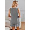 Ekouaer Womens Sleeveless Pajamas Set Cotton Pj Sets Tank Top and Shorts Sleepwear Summer 2 Piece Loungewear S-XXL(Light Gray)