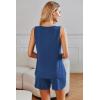 Ekouaer Womens Sleeveless Pajamas Set Cotton Pj Sets Tank Top and Shorts Sleepwear Summer 2 Piece Loungewear S-XXL(Navy Blue)