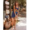 Ekouaer Women’s Sleeveless Swimwear Coverups T-Shirt Beach Dress Tank Bikini Cover Up with Print(Navy Coconut Tree)