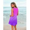 Ekouaer Women’s Sleeveless Swimwear Coverups T-Shirt Beach Dress Tank Bikini Cover Up with Print(Purple Pink Coconut Tree)