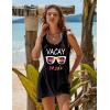 Ekouaer Women’s Sleeveless Swimwear Coverups T-Shirt Beach Dress Tank Bikini Cover Up with Print(Sunglasses Palm Tree)