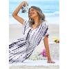Ekouaer Womens Swimsuit Coverup Short Sleeve Beach Cover Up Dress V Neck Bikini Beachwear(White Tie Dye-01)