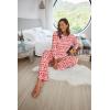 Ekouaer Women’s Waffle Knit Pajama Sets Comfy Long Sleeve Lounge Sets 2 Piece Matching Pj Sets with Pockets(Red Heart)