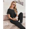 Ekouaer womens pajama sets Short Sleeve Pjs Lounge Set 2 Piece Sleepwear with Long Pants(Black)