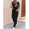 Ekouaer womens pajama sets Short Sleeve Pjs Lounge Set 2 Piece Sleepwear with Long Pants(Black)