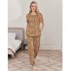 Ekouaer womens pajama sets Short Sleeve Pjs Lounge Set 2 Piece Sleepwear with Long Pants(Brown Leopard)