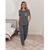 Ekouaer womens pajama sets Short Sleeve Pjs Lounge Set 2 Piece Sleepwear with Long Pants(Dark Gray)