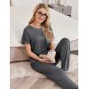 Ekouaer womens pajama sets Short Sleeve Pjs Lounge Set 2 Piece Sleepwear with Long Pants(Dark Gray)