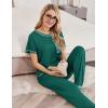 Ekouaer womens pajama sets Short Sleeve Pjs Lounge Set 2 Piece Sleepwear with Long Pants(Evergreen)