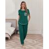 Ekouaer womens pajama sets Short Sleeve Pjs Lounge Set 2 Piece Sleepwear with Long Pants(Evergreen)