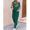 Ekouaer womens pajama sets Short Sleeve Pjs Lounge Set 2 Piece Sleepwear with Long Pants(Evergreen)