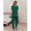 Ekouaer womens pajama sets Short Sleeve Pjs Lounge Set 2 Piece Sleepwear with Long Pants(Evergreen)
