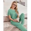 Ekouaer womens pajama sets Short Sleeve Pjs Lounge Set 2 Piece Sleepwear with Long Pants(Green)