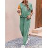 Ekouaer womens pajama sets Short Sleeve Pjs Lounge Set 2 Piece Sleepwear with Long Pants(Green)