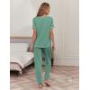 Ekouaer womens pajama sets Short Sleeve Pjs Lounge Set 2 Piece Sleepwear with Long Pants(Green)