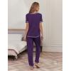 Ekouaer womens pajama sets Short Sleeve Pjs Lounge Set 2 Piece Sleepwear with Long Pants(Indigo)