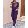 Ekouaer womens pajama sets Short Sleeve Pjs Lounge Set 2 Piece Sleepwear with Long Pants(Indigo)