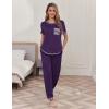Ekouaer womens pajama sets Short Sleeve Pjs Lounge Set 2 Piece Sleepwear with Long Pants(Indigo)