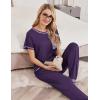 Ekouaer womens pajama sets Short Sleeve Pjs Lounge Set 2 Piece Sleepwear with Long Pants(Indigo)
