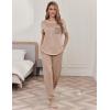 Ekouaer womens pajama sets Short Sleeve Pjs Lounge Set 2 Piece Sleepwear with Long Pants(Khaki)