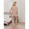 Ekouaer womens pajama sets Short Sleeve Pjs Lounge Set 2 Piece Sleepwear with Long Pants(Khaki)