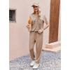 Ekouaer womens pajama sets Short Sleeve Pjs Lounge Set 2 Piece Sleepwear with Long Pants(Khaki)